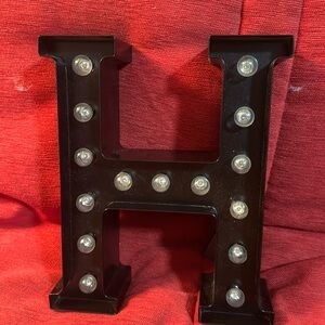 Vintage Letter H with lights. Material is metal